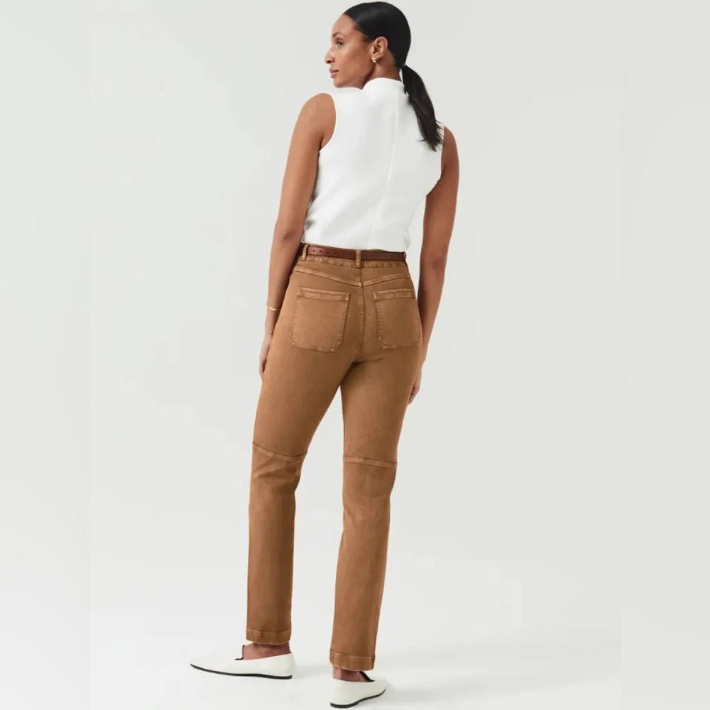 Women’s SPANX Pants STRETCH TWILL STRAIGHT LEG‎ LARGE fall chestnut nuetral - Picture 4 of 12